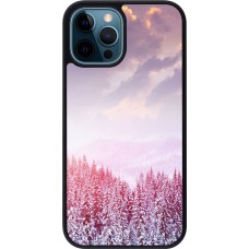 iPhone 12 / 12 Pro Case Hülle - Silikon schwarz Winter 22 Pink Forest