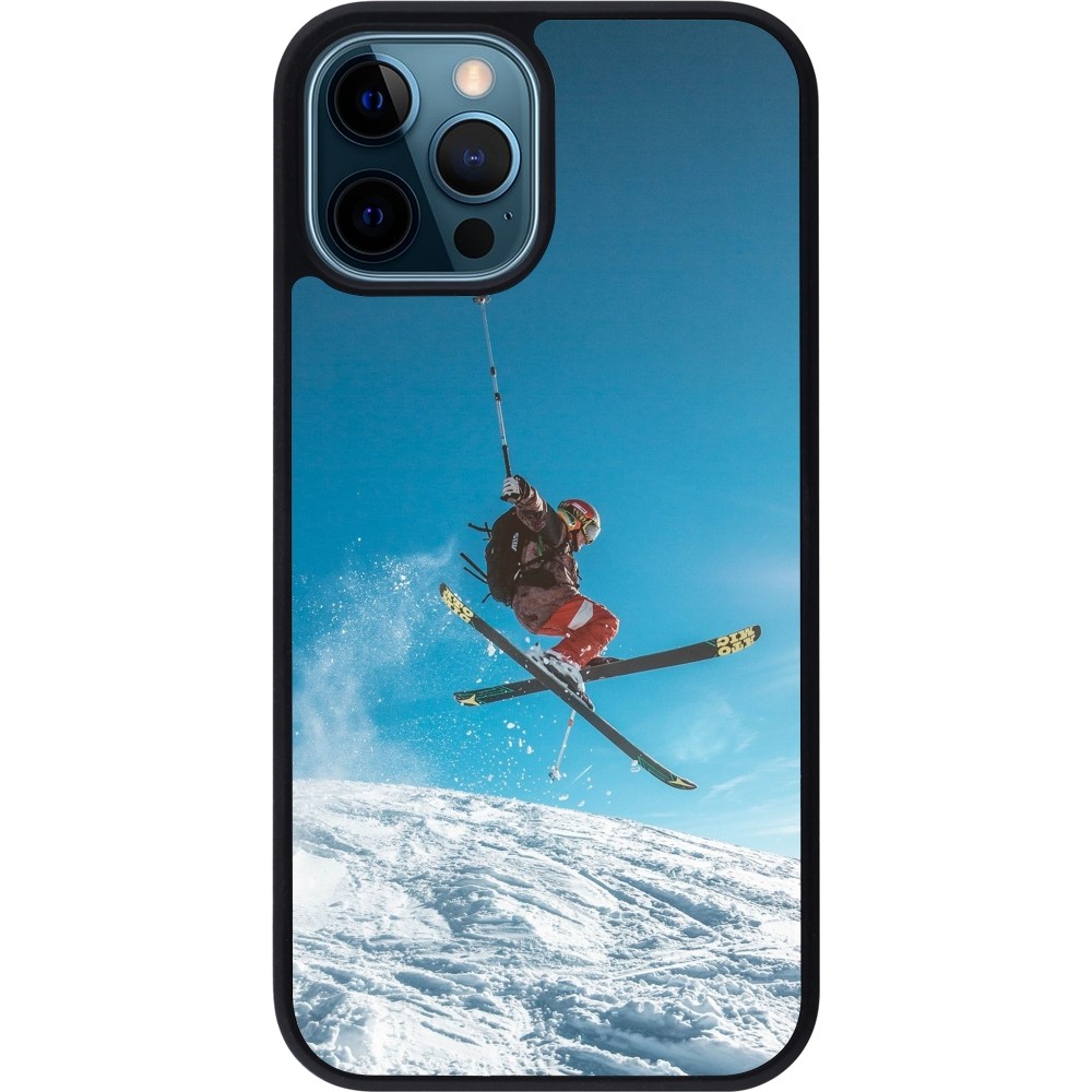 iPhone 12 / 12 Pro Case Hülle - Silikon schwarz Winter 22 Ski Jump