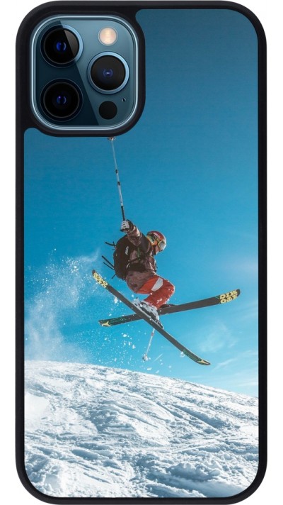 iPhone 12 / 12 Pro Case Hülle - Silikon schwarz Winter 22 Ski Jump