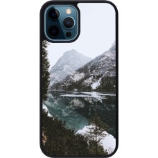 iPhone 12 / 12 Pro Case Hülle - Silikon schwarz Winter 22 snowy mountain and lake