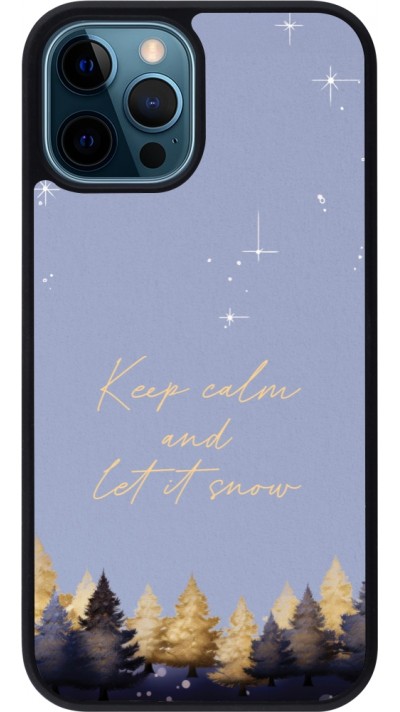 iPhone 12 / 12 Pro Case Hülle - Silikon schwarz Winter 25 Winter illustration of trees