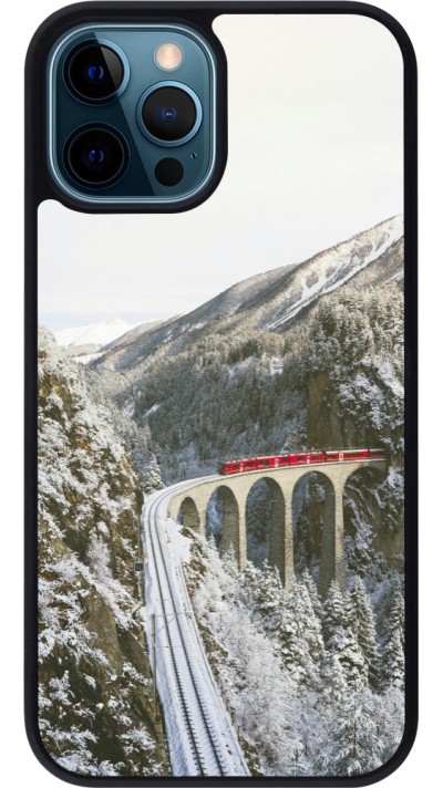 iPhone 12 / 12 Pro Case Hülle - Silikon schwarz Winter 25 Winter polar express