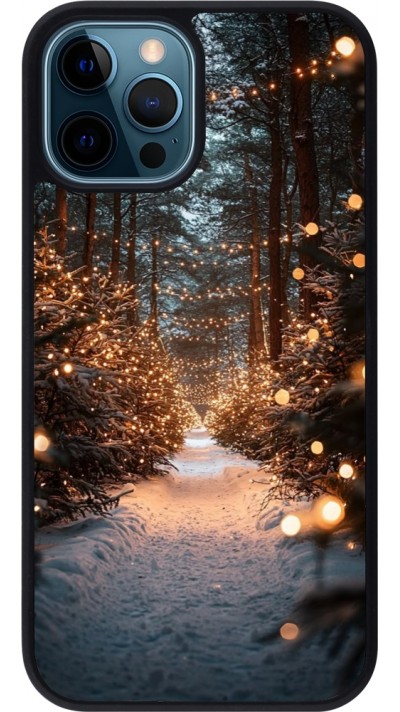 iPhone 12 / 12 Pro Case Hülle - Silikon schwarz Winter 25 Winter snowy road
