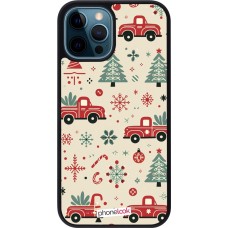 iPhone 12 / 12 Pro Case Hülle - Silikon schwarz Weihnachten 2024 Lkw Tanne