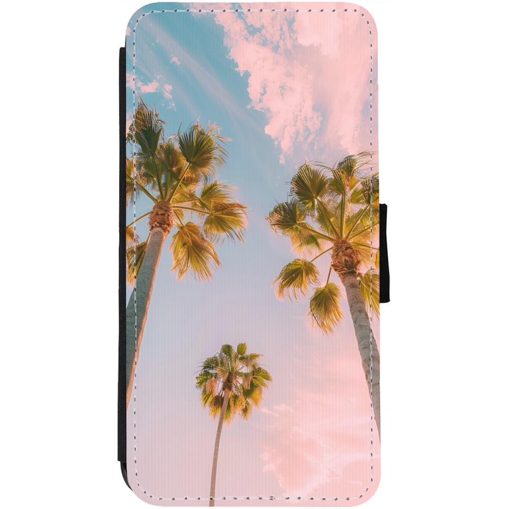 iPhone 12 / 12 Pro Case Hülle - Wallet schwarz Summer 2025 Palmiers