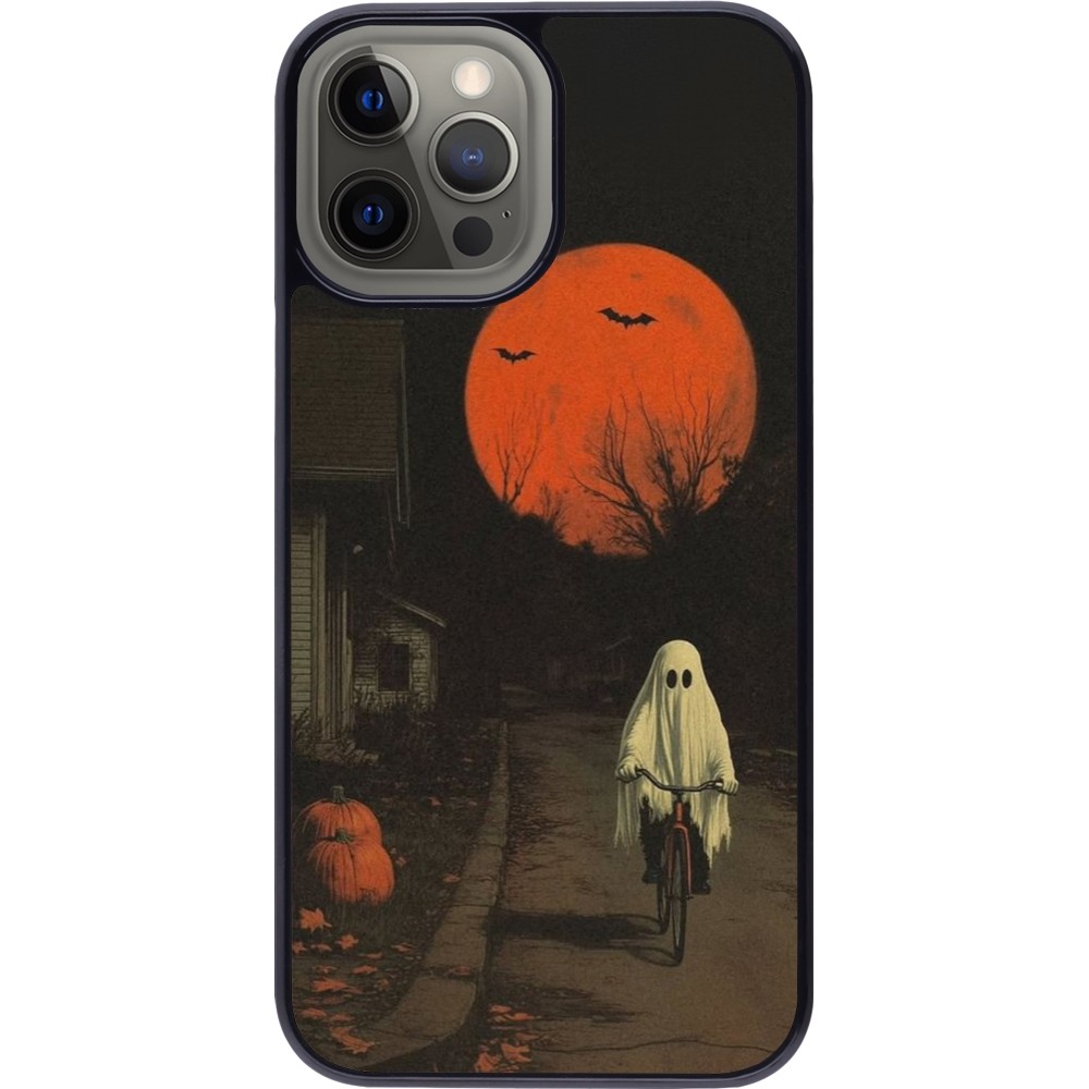 iPhone 12 Pro Max Case Hülle - Halloween 2025 Ghost on a bicycle