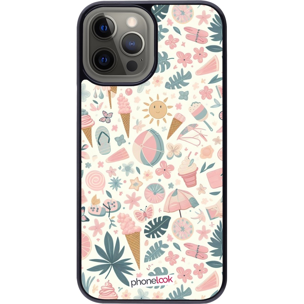 iPhone 12 Pro Max Case Hülle - Sommer Pink Muster