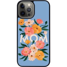Coque iPhone 12 Pro Max - Silicone rigide noir Mom 2026 Flowers