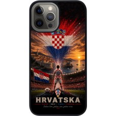 iPhone 12 Pro Max Case Hülle - Silikon schwarz Fussball Kroatien splash 2026