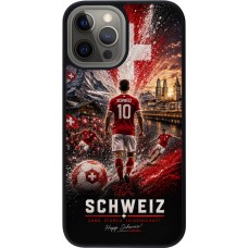 iPhone 12 Pro Max Case Hülle - Silikon schwarz Fussball Schweiz splash 2026