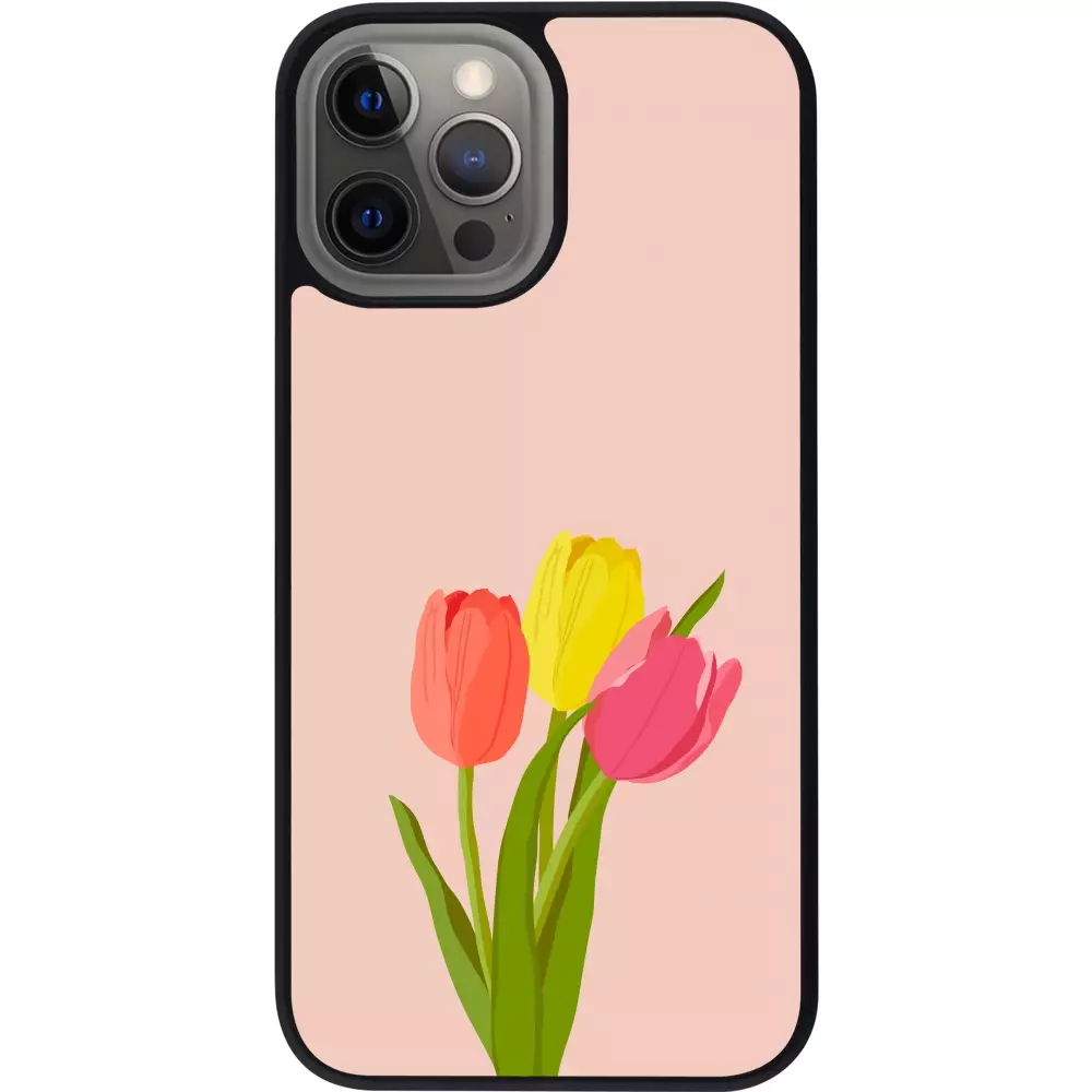iPhone 12 Pro Max Case Hülle - Silikon schwarz Spring 23 tulip trio