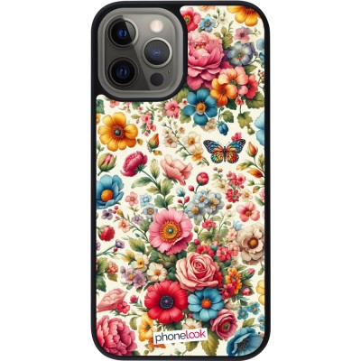 iPhone 12 Pro Max Case Hülle - Silikon schwarz Spring 25 fruehling bluetend