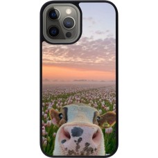 iPhone 12 Pro Max Case Hülle - Silikon schwarz Cow with tulips 2026