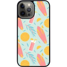 iPhone 12 Pro Max Case Hülle - Silikon schwarz Summer 2025 Pattern citron