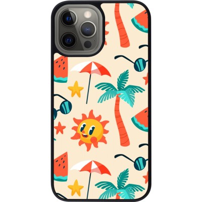 iPhone 12 Pro Max Case Hülle - Silikon schwarz Summer 2025 Pattern soleil