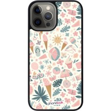 Coque iPhone 12 Pro Max - Silicone rigide noir Summer Pink Pattern
