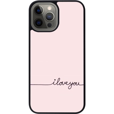 iPhone 12 Pro Max Case Hülle - Silikon schwarz Valentine 2023 i love you writing