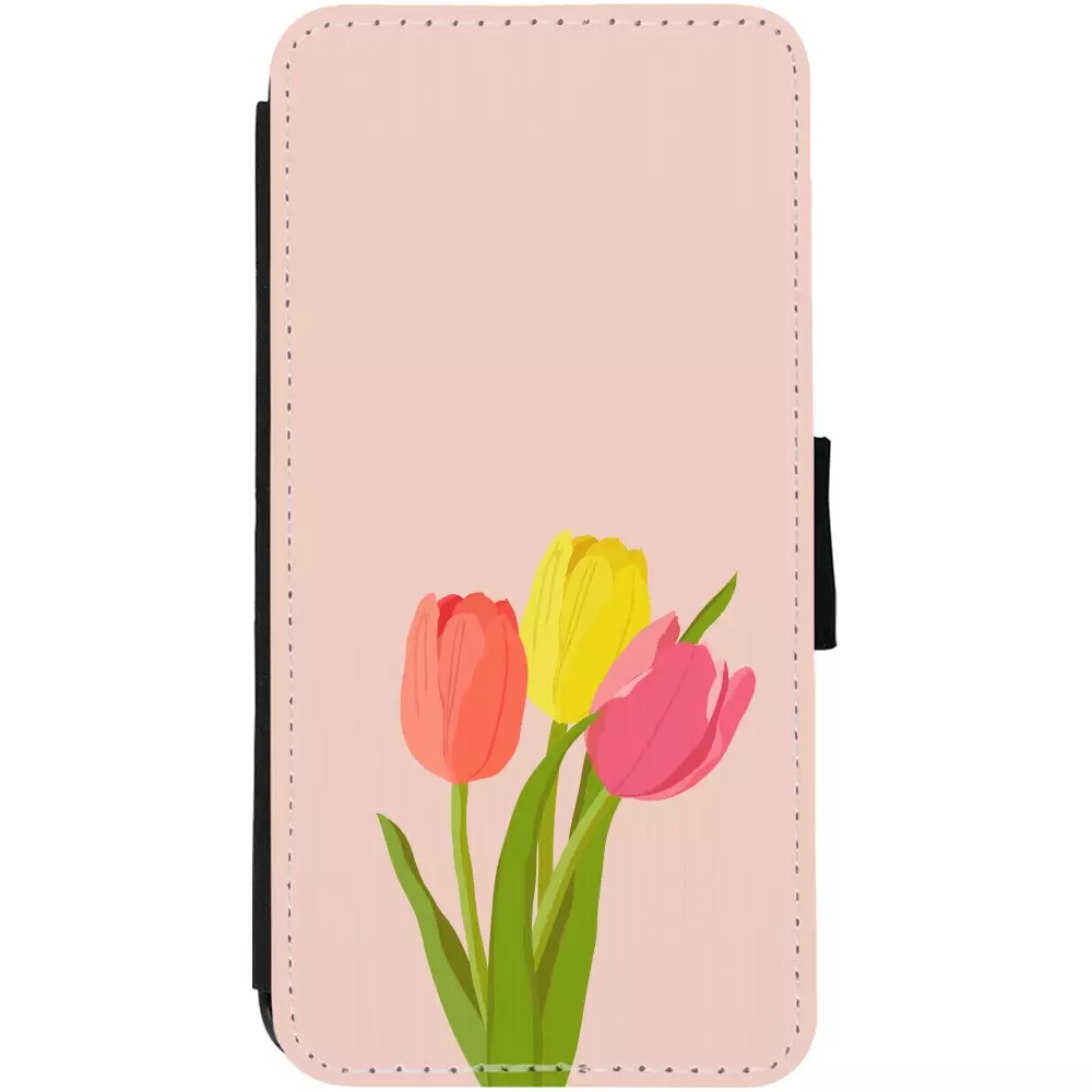 iPhone 12 Pro Max Case Hülle - Wallet schwarz Spring 23 tulip trio