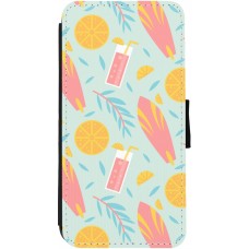 iPhone 12 Pro Max Case Hülle - Wallet schwarz Summer 2025 Pattern citron