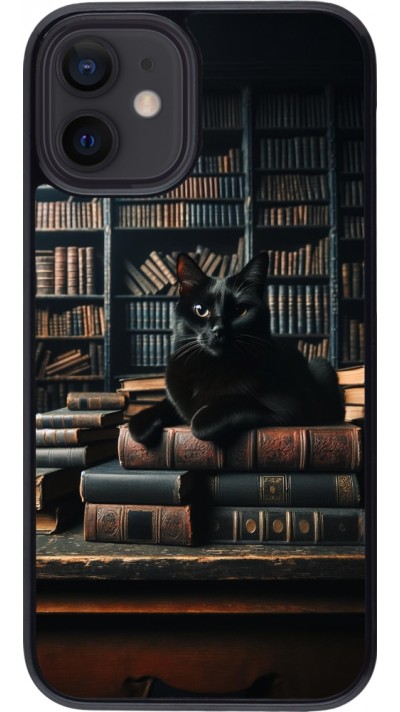 iPhone 12 mini Case Hülle - Katze Bücher dunkel