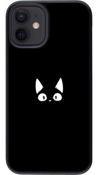 Hülle iPhone 12 mini - Funny cat on black