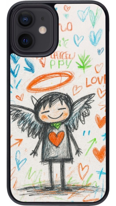 Coque iPhone 12 mini - Little Angel Sketch Love