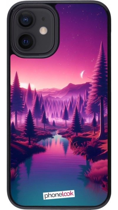 iPhone 12 mini Case Hülle - Lila-rosa Landschaft