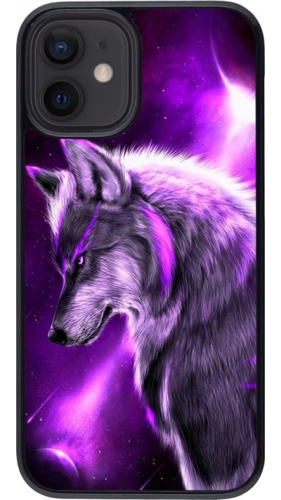 Hülle iPhone 12 mini - Purple Sky Wolf