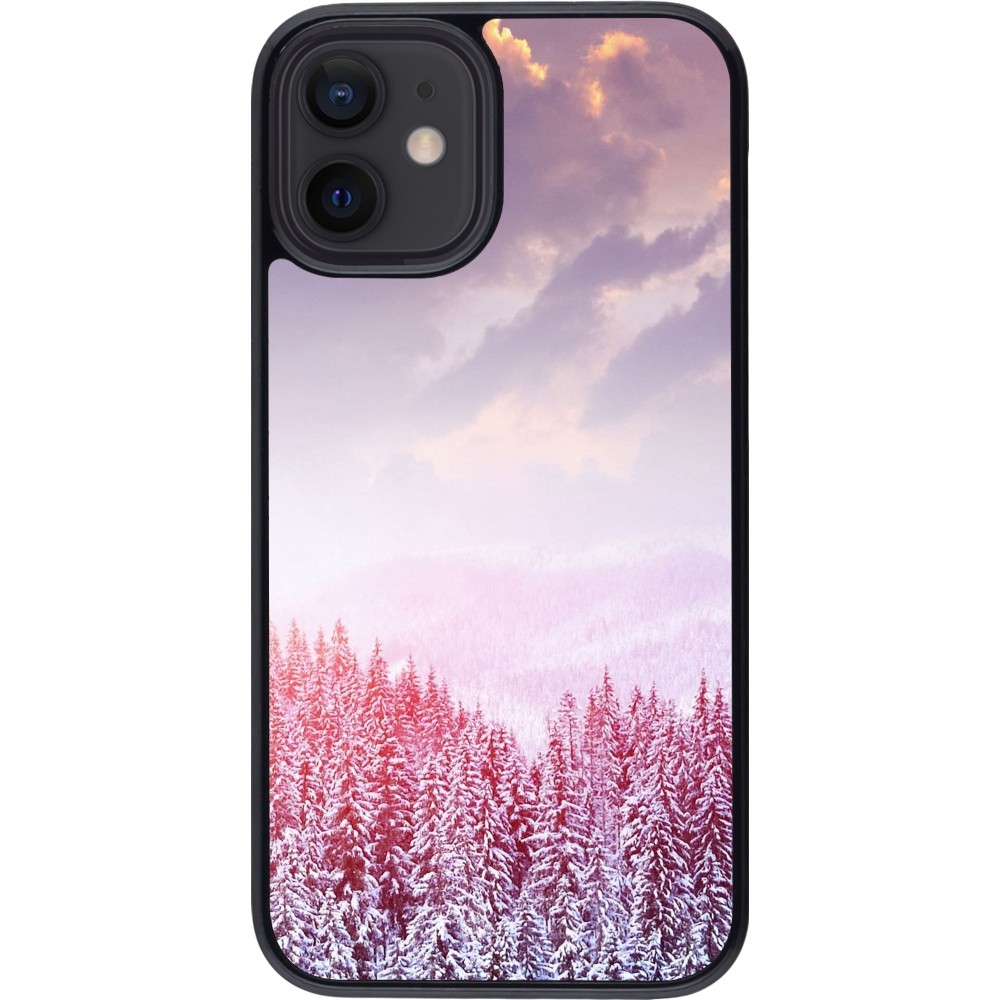 iPhone 12 mini Case Hülle - Winter 22 Pink Forest