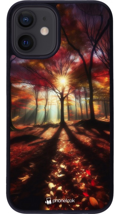 iPhone 12 mini Case Hülle - Silikon schwarz Herbstlicher goldener Glanz