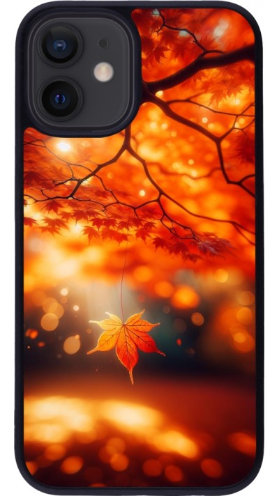 iPhone 12 mini Case Hülle - Silikon schwarz Herbst Magisch Orange