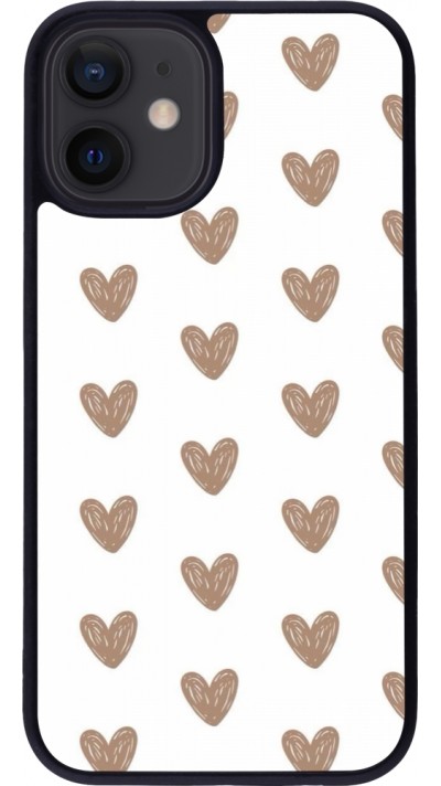 iPhone 12 mini Case Hülle - Silikon schwarz Autumn 2024 brown hearts