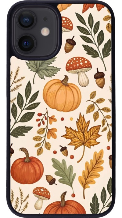 iPhone 12 mini Case Hülle - Silikon schwarz Autumn 25 Autumn pattern