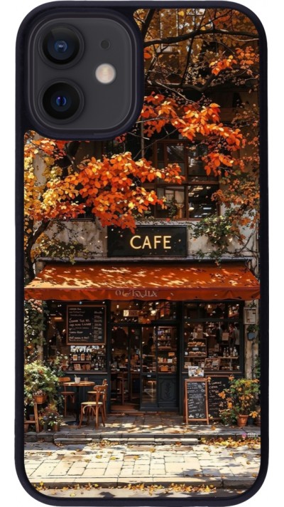 iPhone 12 mini Case Hülle - Silikon schwarz Autumn 25 Coffee shop