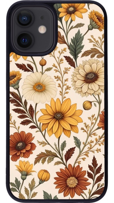 iPhone 12 mini Case Hülle - Silikon schwarz Autumn 25 Flower pattern
