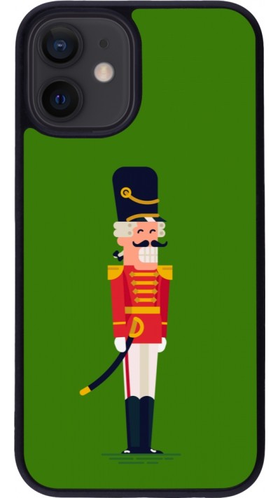 Coque iPhone 12 mini - Silicone rigide noir Christmas 25 Nutcracker Green