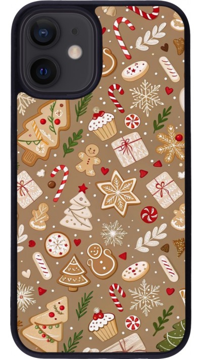 Coque iPhone 12 mini - Silicone rigide noir Christmas 25 Pattern Ginger Cookie