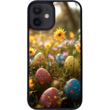 iPhone 12 mini Case Hülle - Silikon schwarz Easter 2026 Decorated eggs