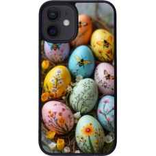 iPhone 12 mini Case Hülle - Silikon schwarz Easter 2026 Eggs with bees