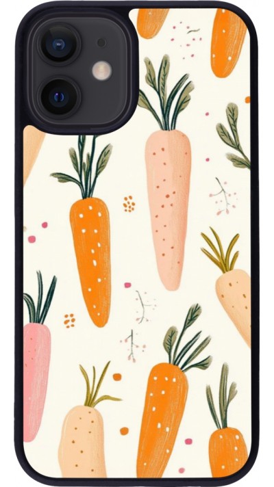 iPhone 12 mini Case Hülle - Silikon schwarz Easter 2026 Illustration carrots