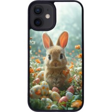 iPhone 12 mini Case Hülle - Silikon schwarz Easter 2026 Rabbit in the garden