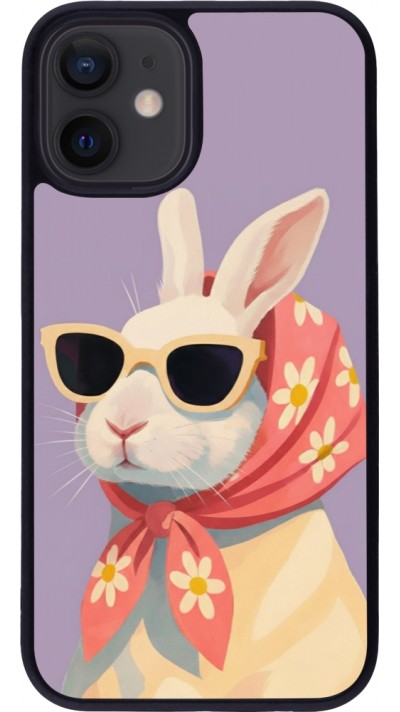 iPhone 12 mini Case Hülle - Silikon schwarz Easter 2026 Rabbit with scarf