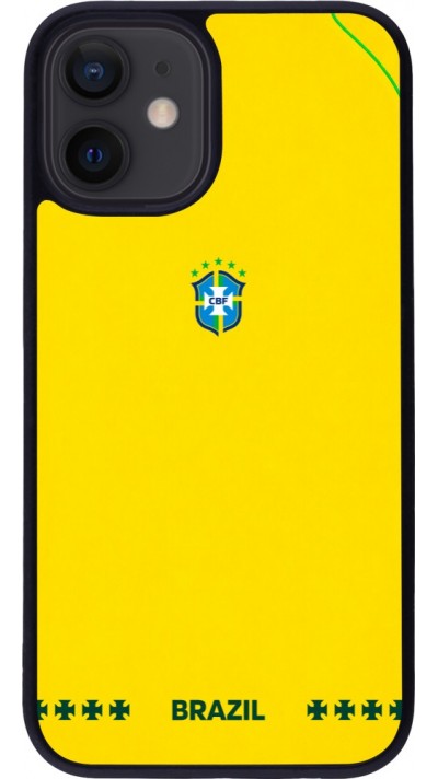 iPhone 12 mini Case Hülle - Silikon schwarz Brasilien 2026 personalisierbares Fussballtrikot
