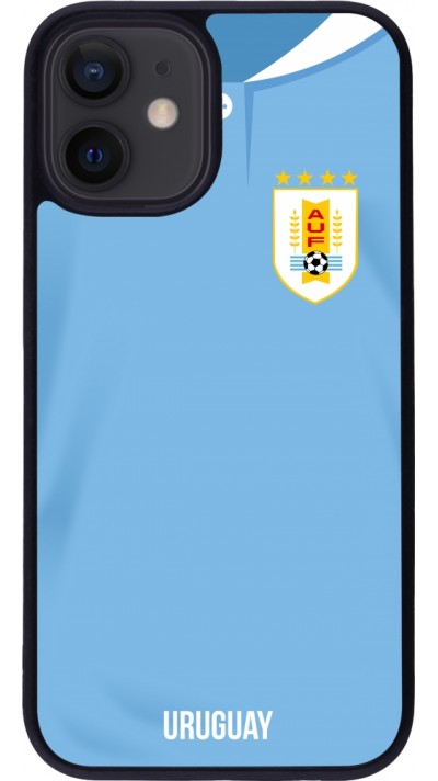 iPhone 12 mini Case Hülle - Silikon schwarz Uruguay 2022 personalisierbares Fussballtrikot