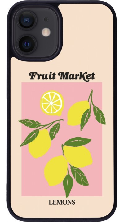 iPhone 12 mini Case Hülle - Silikon schwarz Fruit market lemons 2026