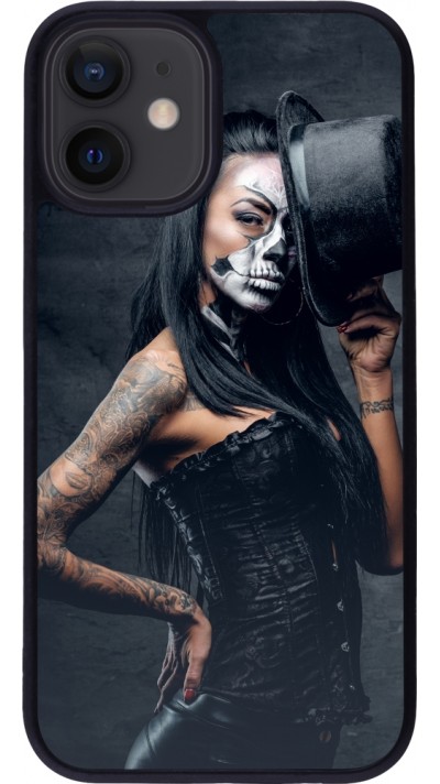 iPhone 12 mini Case Hülle - Silikon schwarz Halloween 22 Tattooed Girl