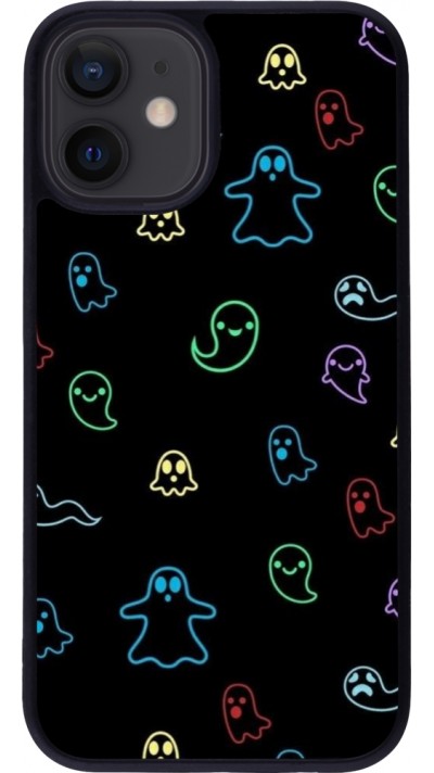 iPhone 12 mini Case Hülle - Silikon schwarz Halloween 2024 colorful ghosts