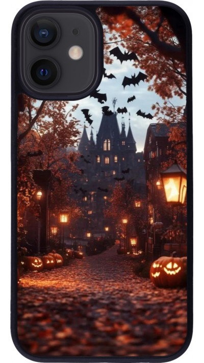 iPhone 12 mini Case Hülle - Silikon schwarz Halloween 2025 Haunted house