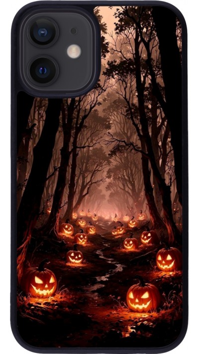iPhone 12 mini Case Hülle - Silikon schwarz Halloween 2025 Road of Terrifying Pumpkins
