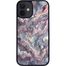 iPhone 12 mini Case Hülle - Silikon schwarz Violetter silberner Marmor